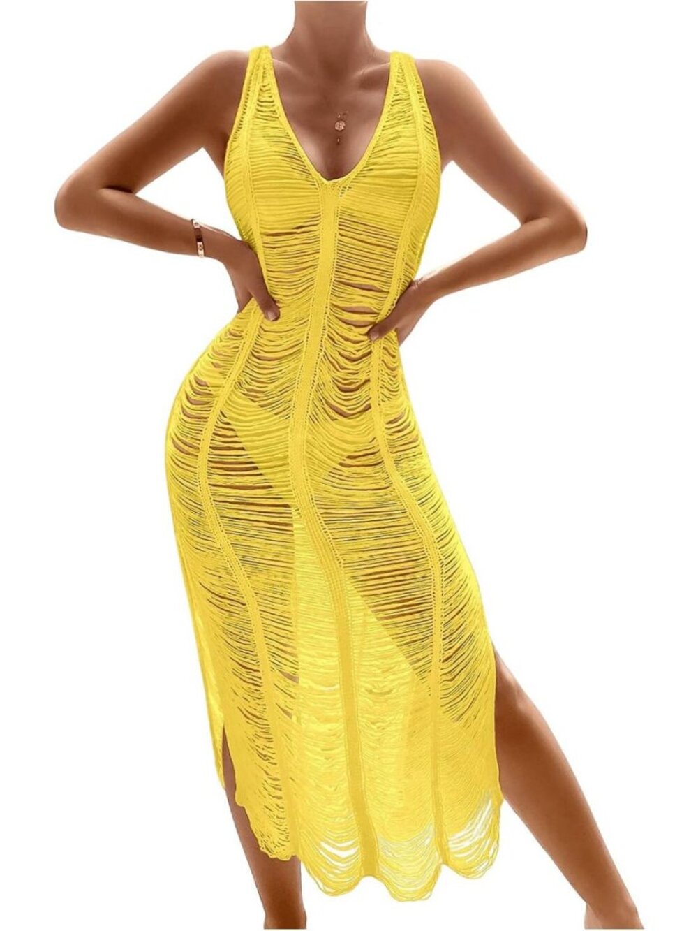 Stylish Women's Crochet Cover-Up Dress for Swimwear & Beach Days - Sexy & Chic